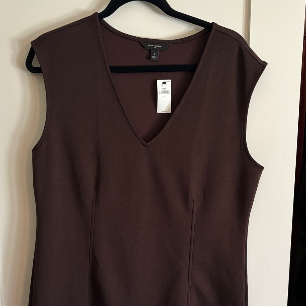 Banana Republic Sleeveless V-Neck Tank Top in Chocolate Brown